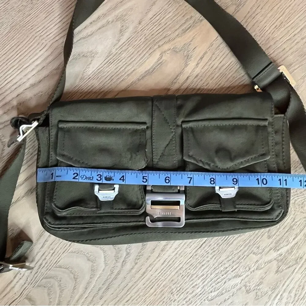 Dion Lee Utility Shoulder Bag Olive Green Twill Cargo Pockets Nylon Strap Y2K